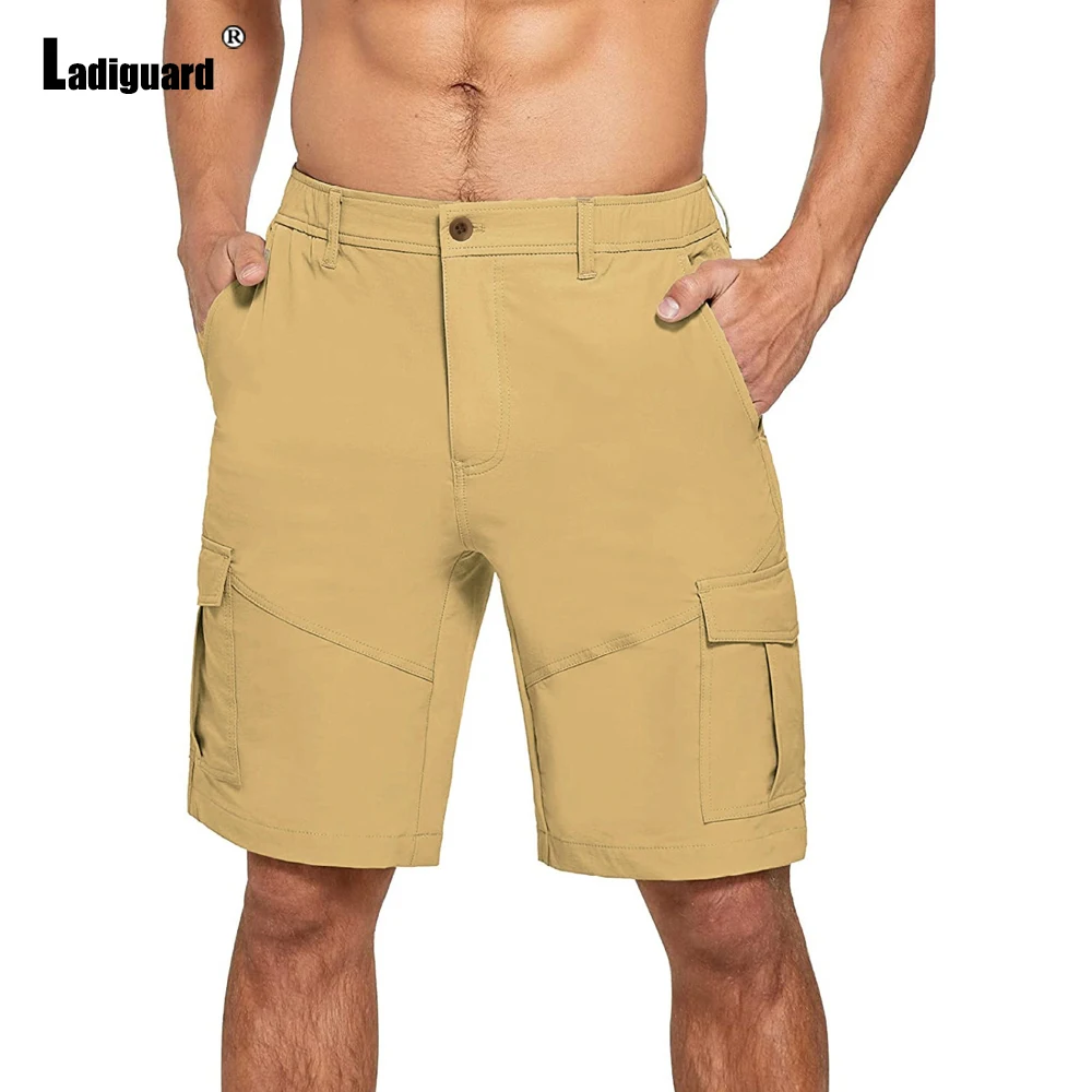 Ladiguard Plus Size Men's Cargo Shorts Sexy Fashion Zipper Pockets Half Pants Male Streetwear 2022 European Style Casual Shorts