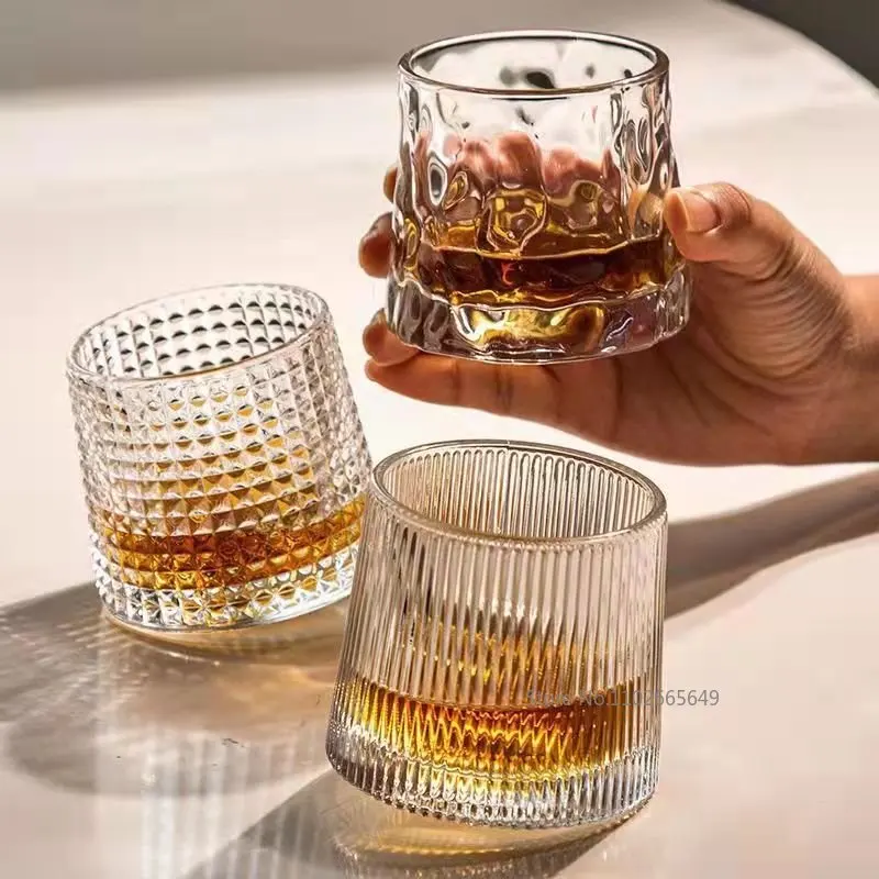 

Rotating Whiskey Glass Old Fashioned Glass For Drinking Bourbon Scotch Cocktails Whisky Shake Cup Creative Personality