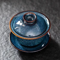 exquisite blue star glaze gai wan tea set bone china tea pot gaiwan tea porcelain pot set for travel