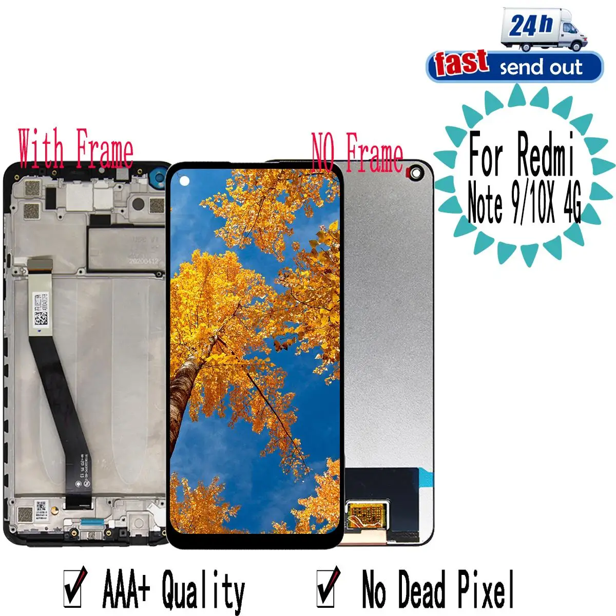 

6.53" Note9 LCD For Xiaomi Redmi 10x 4G LCD Display Touch Screen Tested Digitizer Assembly With Frame For Redmi Note 9