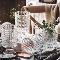 transparent embossed glass vase european tall transparent flower fashion hydroponic container home decoration ornaments
