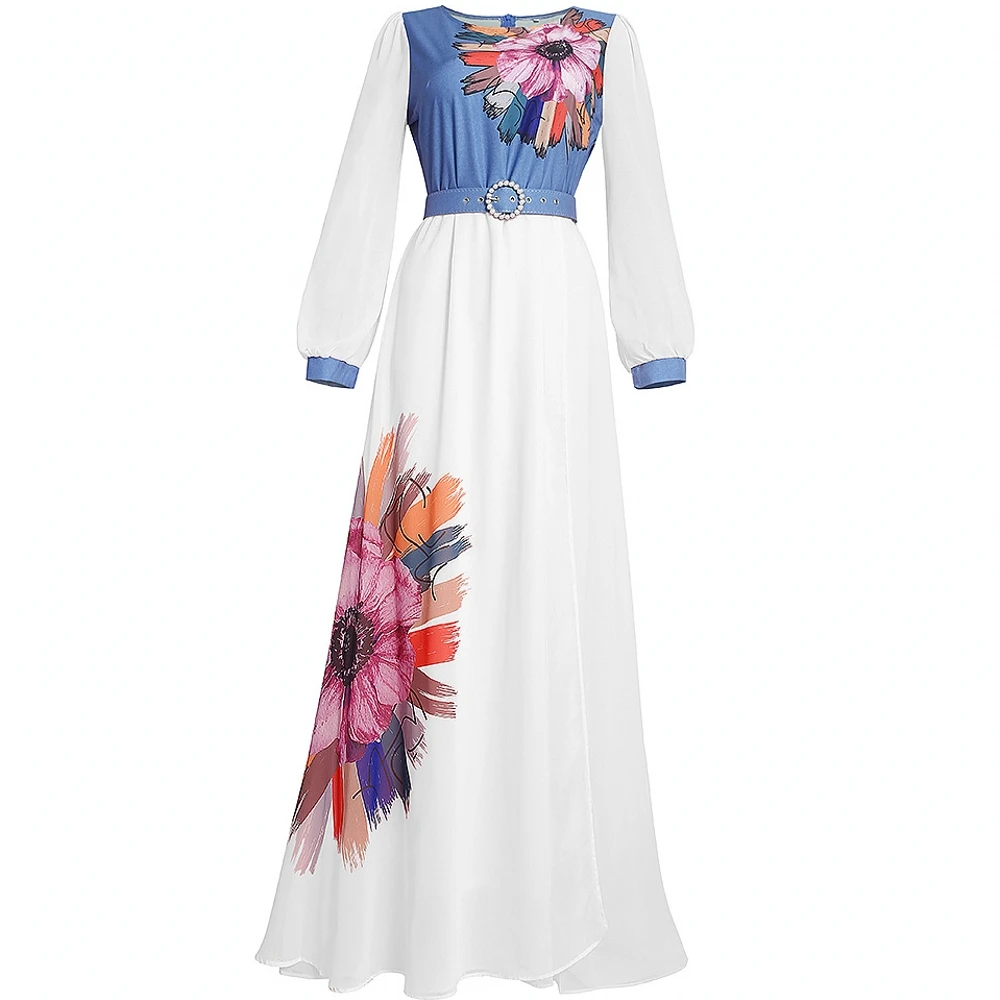 

African Clothes Women African Dresses For Women 2022 Summer Fashion Printing African Women Long Sleeve O-Neck Long Robes