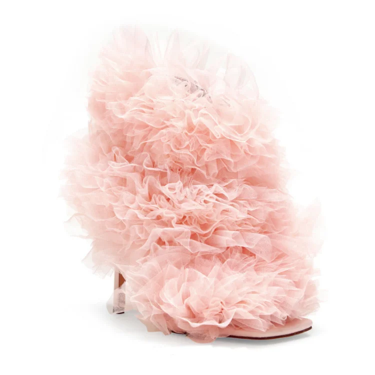 

Pink Party Wedding Women Shoes 2023 Fashion Flower Elegance High Heels Peep Toe Women's Sandal Lady Dress Shoes