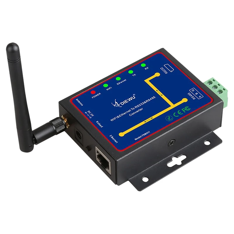 

DIEWU Single Network Port WIFI Wireless Serial Server Dual Serial Port to WIFI RS232/485 to WIFI