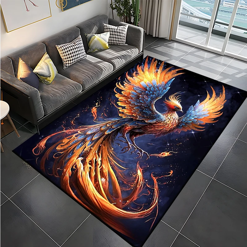 

Flaming Peacock Large Area Rugs Carpets for Home Living Room Children's Bedroom Sofa Doormat Decoration Kids Non-slip Floor Mats