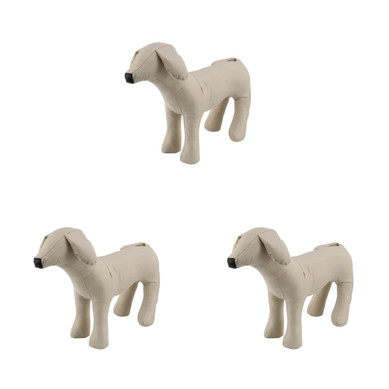 3X Leather Dog Mannequins Standing Position Dog Models Toys Pet Animal Shop Display Mannequin White M