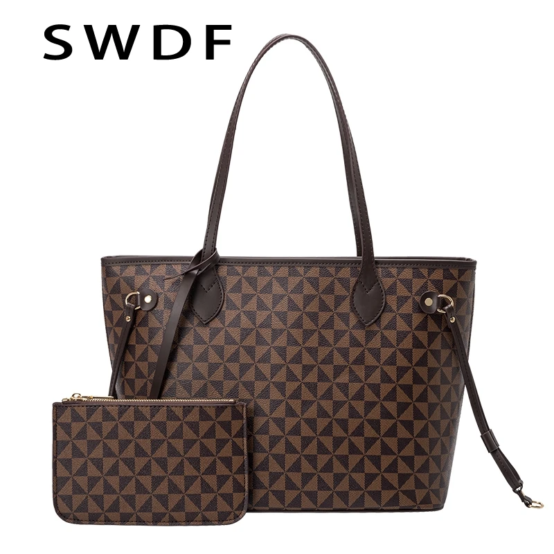 

Сумка-тоут SWDF женская с принтом, саквояж на плечо, простая вместительная дизайнерская сумочка для покупок