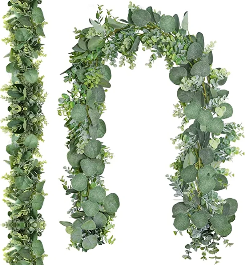 

Artificial Eucalyptus Wreath Greening Eucalyptus with Willow Garland Greenery Vines Banquet for Garden Wedding Decor