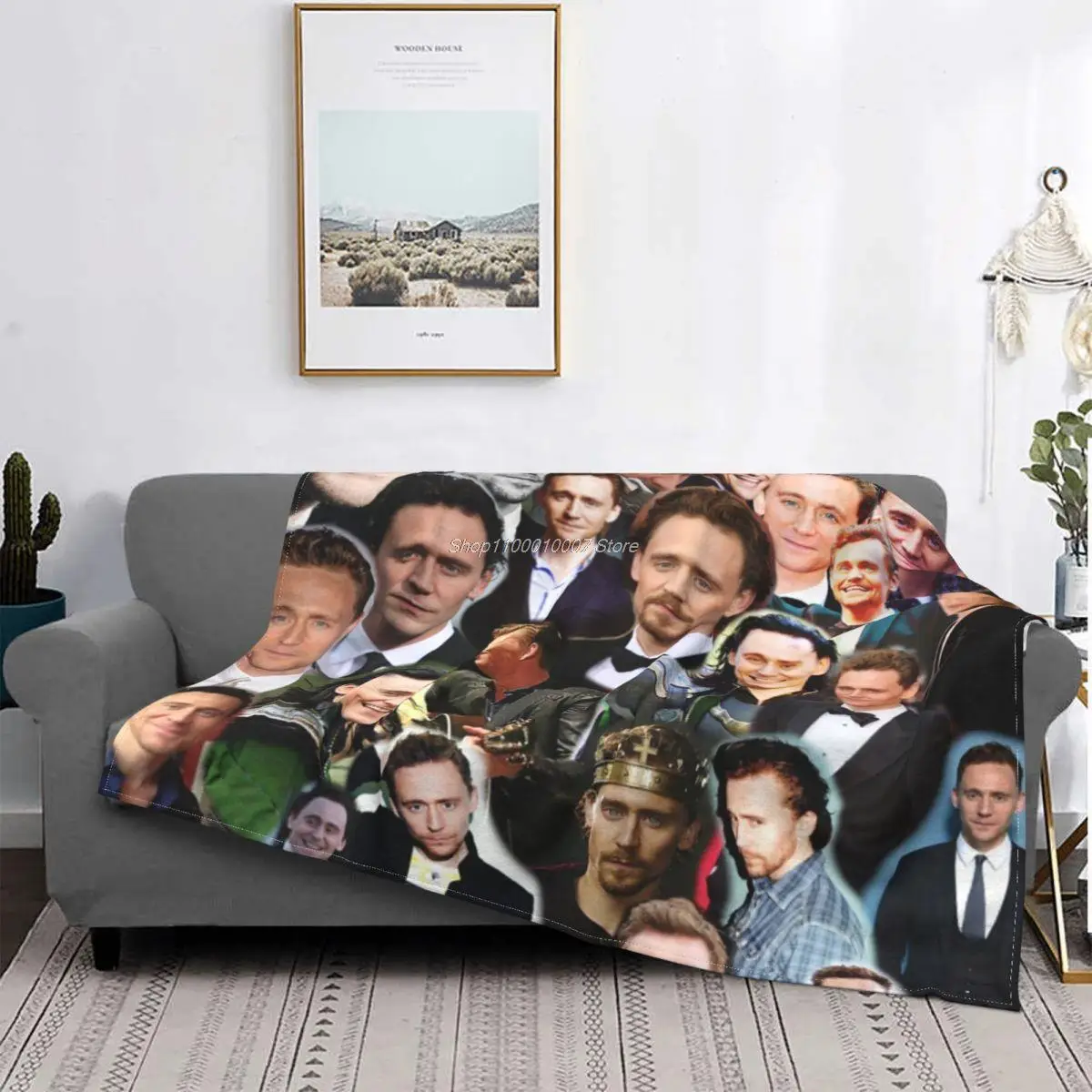 

Tom Hiddleston Photo Collage Blankets Fleece Decoration Actor Multi-function Lightweight Thin Throw Blanket for Bed Outdoor