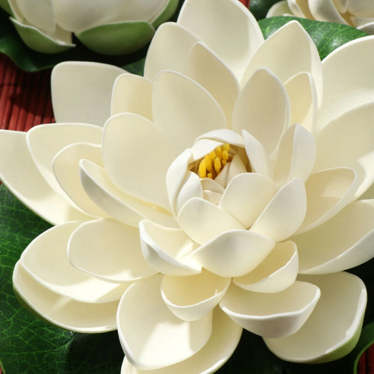 6pcs/set Floating Plants Water Lily White Artificial Lotus Flower Leaf Pond Garden Pool Decor Plastic SimulationPlants