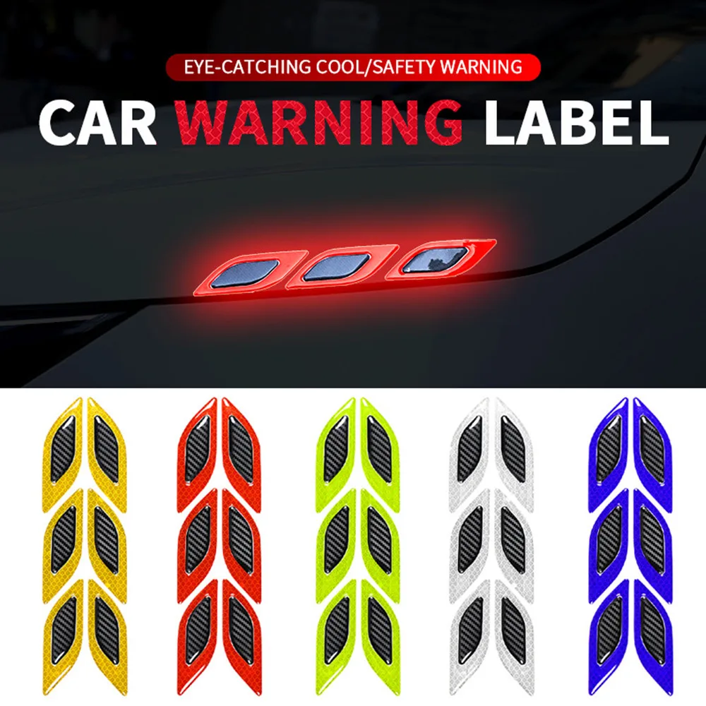 

Stickers for car 6Pcs/Set Car Reflective Strips Carbon Fiber Car Sticker Truck Auto Motor Anti-Scratch Safety Warning Sticker Ca