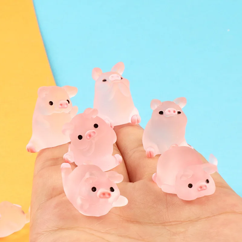 

10 шт. 3D Новые кавайные Мини фигурки свиньи из смолы, ремесла, миниатюры, украшение «сделай сам», статуэтка, украшения для телефона, аксессуары, материал