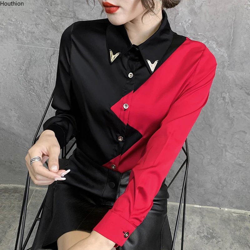 

Summer New Women's Blouses Polo Shirt Long Sleeve Top Printed Girl Viscose Casual Fashion Loose Female Clothing Houthion