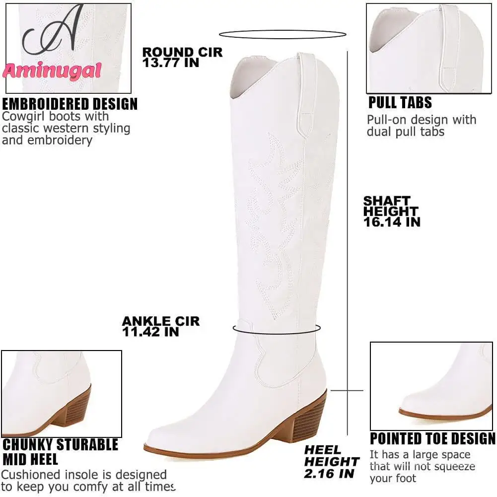 Cowgirl Western Boots 2023 Brand New Great Quality Cowboy Fashion Chunky Heeled Embroidery Cool Women Knee-high Boots Shoes