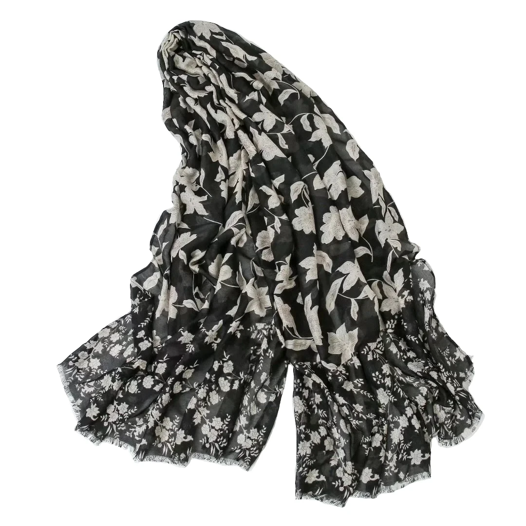 Женский шарф с бахромой Длинный мягкий цветочным принтом 2022