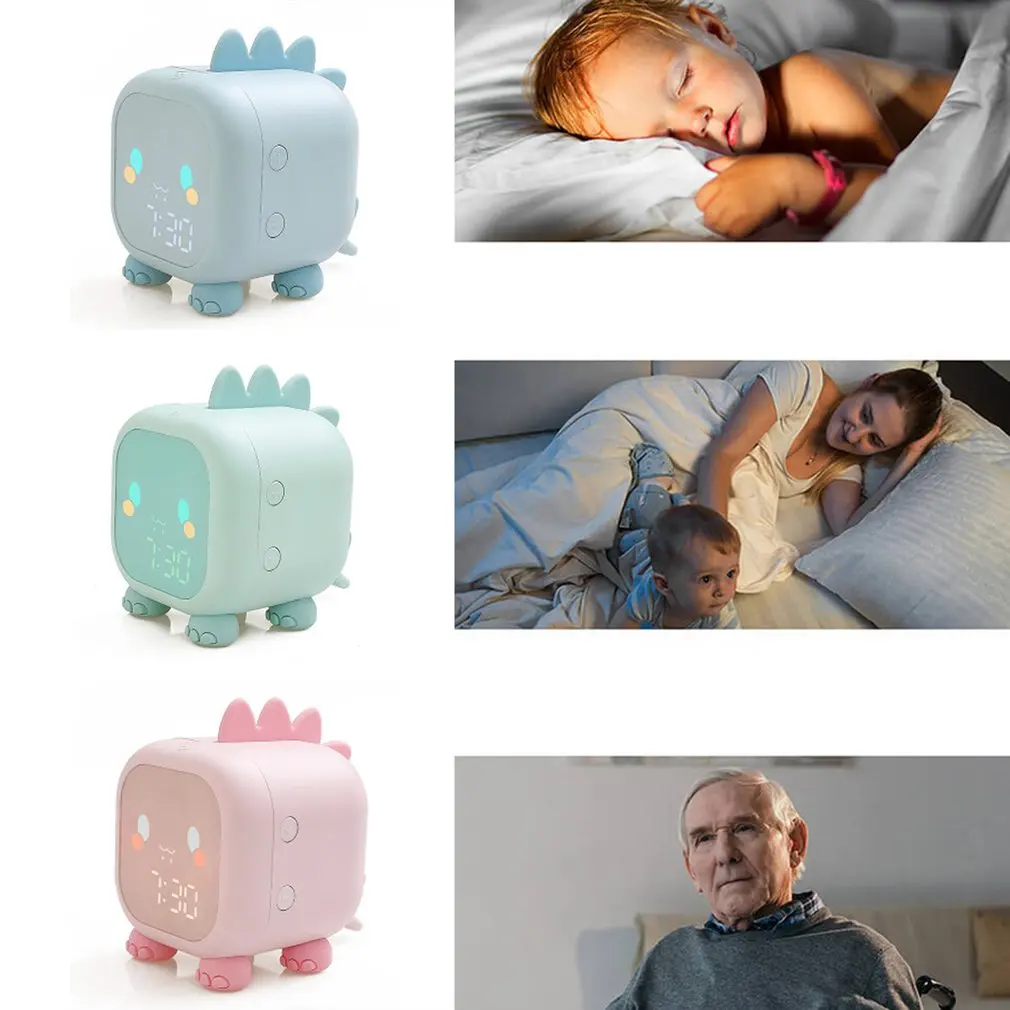 

Cute Dinosaur Children Alarm Clock with Usb Output Desk Bedside Clock Children Sleep Trainer Bedroom Decoration Night Light