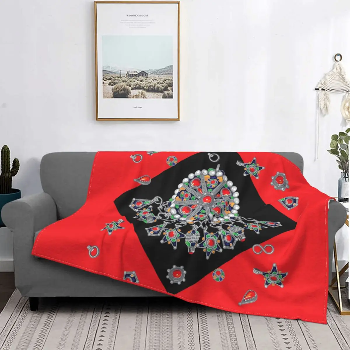 

Kabyle Pottery Patterns Blankets for Bedding Couch Bedspread Warm Flannel Amazigh Morocco Throw Blanket