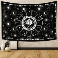 white black sun moon mandala starry sky tapestry wall hanging bohemian gypsy psychedelic constellation witchcraft astrology