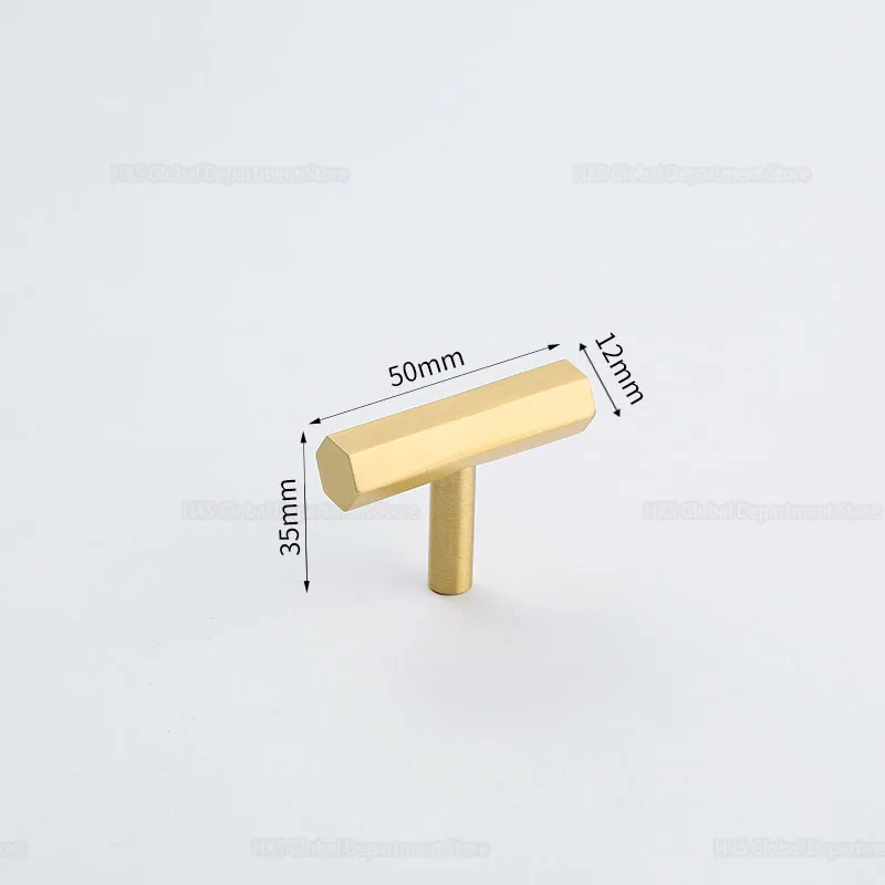 gold solid brass hexagon knob t bar copper cabinet handles pull for kitchen room longer dresser handles for furniture hardware free global shipping