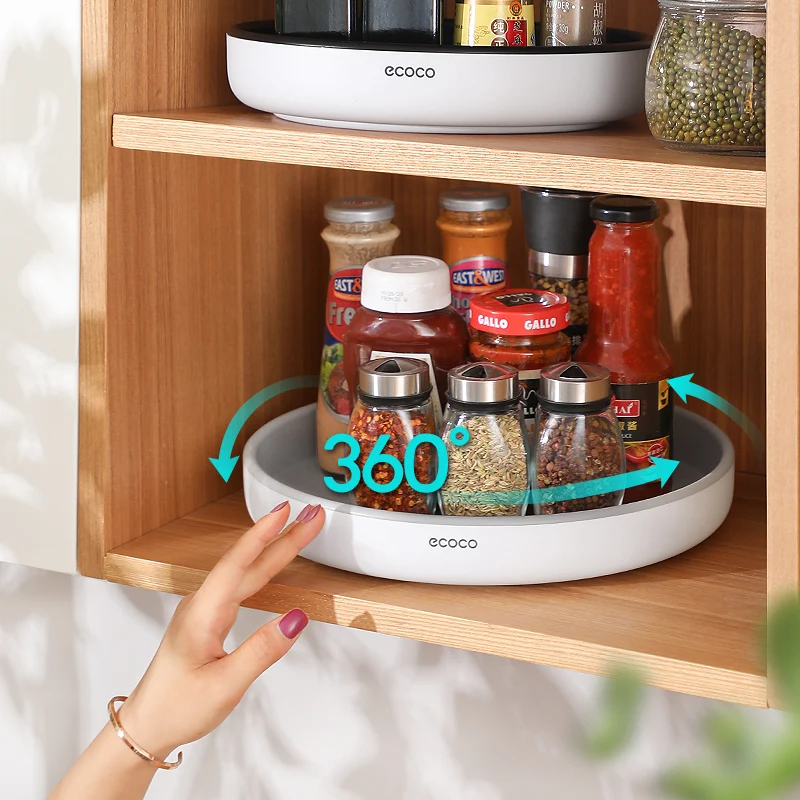 

Rotating Storage Rack Multifunctional Seasoning Organizer Shelf Oilproof Non-slip Kitchen supplies Holder Home