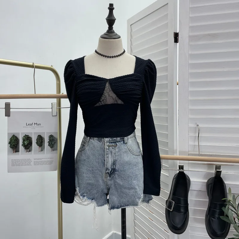 

Diamond Fairy Solid Hollow Out Tops For Women Vest Long-sleeve Summer 2023 Camisole Casual Crop-top Sexy Lace Tube