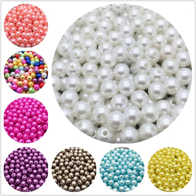 

4/6/8/10mm Acrylic Spacer Beads Imitation Pearls Round Loose Beads For Jewelry Making DIY Garment Pearls Beads