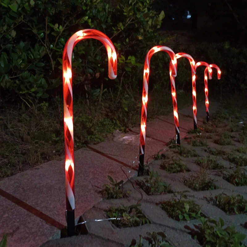 

5/10pcs Solar Crutches Lights Solar Led Light Outdoor Garden Decoration Happy New Year 2023 Decor Holiday Christmas Decorations