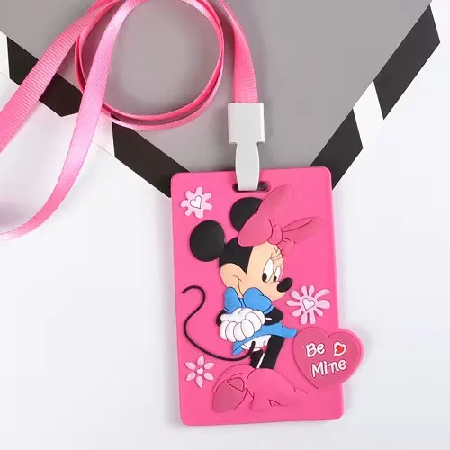 

Disney Stitch Minnie Mickey Card Cover Lanyard Cartoon Retractable ID Campus Bank Mickey and Minnie Neck Strap Rope Gift