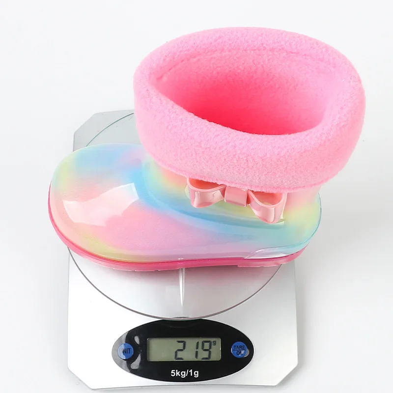 Радужные детские ботинки для воды из ПВХ резиновые модные милые непромокаемые