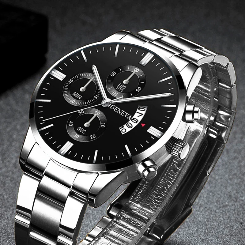 

reloj hombre Fashion Men Stainless Steel Watch Luxury Calendar Quartz Wrist Watch Business Watches Man Clock relogio masculino