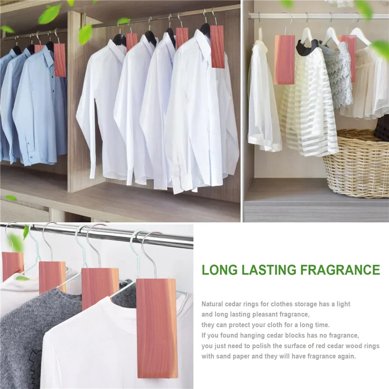 

10PCS Cedar Hang Up for Clothes Storage Natural Cedar Wood Blocks for Closets Drawers