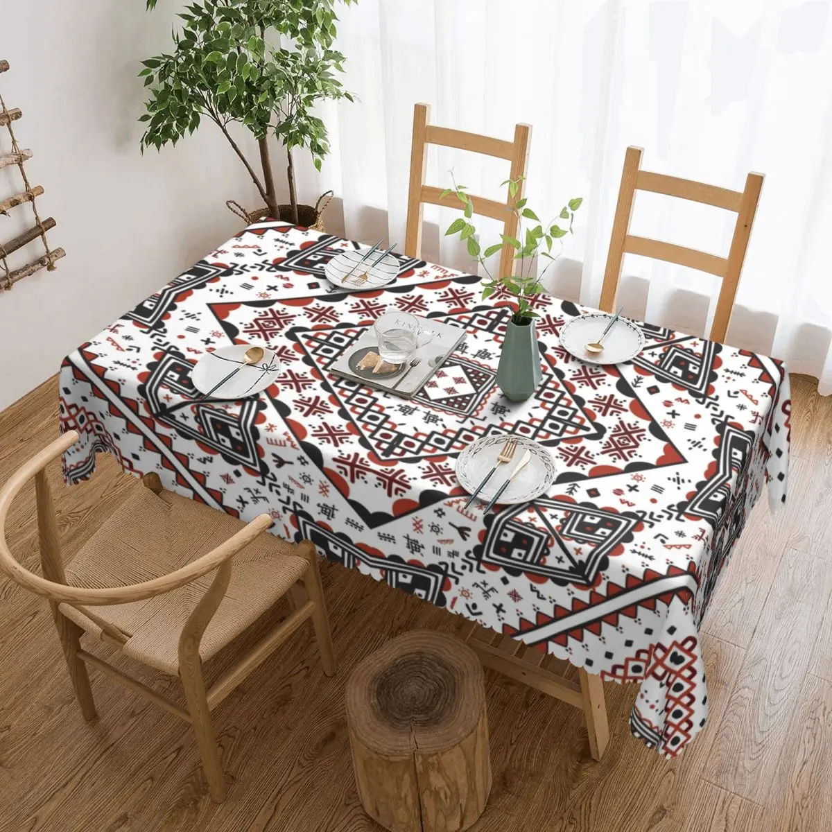

Прямоугольная скатерть для стола 40-44 дюймов, этнический беребер, скатерть с геометрическим рисунком