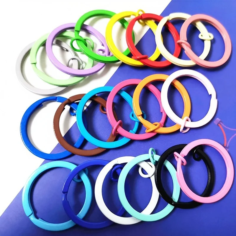 

10pcs/Lot 30mm Colorful Stainless Steel Round Keychain Ring Clasp Open Pendant Hoop For DIY Craft Jewelry Making Accessories