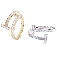trumium micro inlaid zircon rings for women temperament open rings exquisite round tie t shape adjustable copper rings jewelry