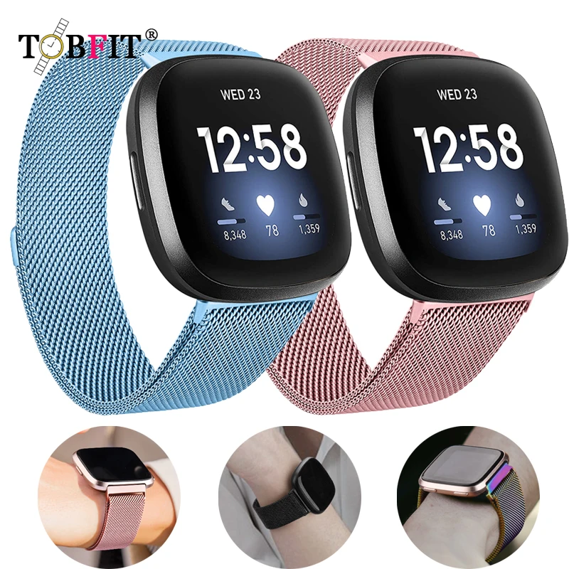 Strap For Fitbit Versa 3 2 Band Magnetic Metal Strap For Fitbit Versa 3 2 Lite Sense Band Smart Watchband Wristbands Replacement