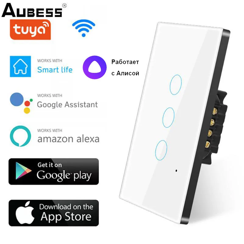 

Смарт-выключатель сенсорный с поддержкой Wi-Fi, 100-250 В