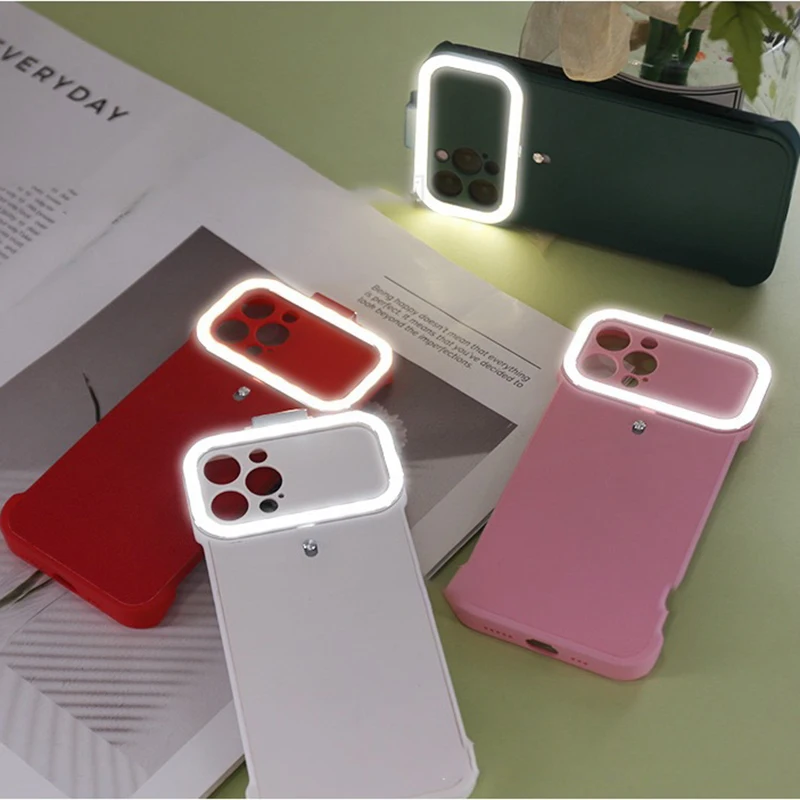 

Чехол для телефона со светодиодной вспышкой для IPhone 11 12 Mini 13 Pro Max, красивый мягкий чехол для селфи с кольцом, аксессуары для смартфонов