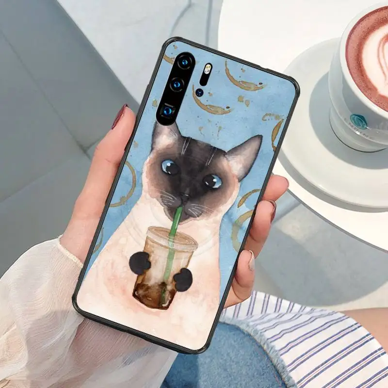 Милый акриловый чехол Kawaii в виде кофейного кота с очками для телефона XiaoMi RedMi Note 11