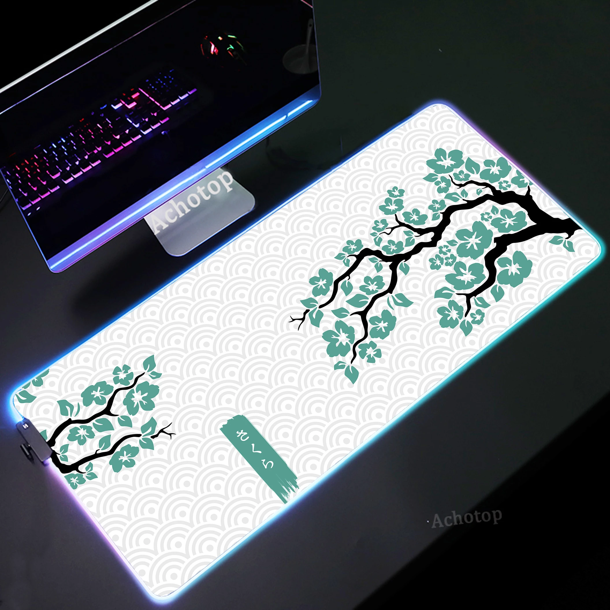 

RGB Sakura Large Mouse Pad Gaming Accessories Mousepad XXL Gamer Speed Mat Keyboard Pads HD Print Anti-slip Rubber Deskmat