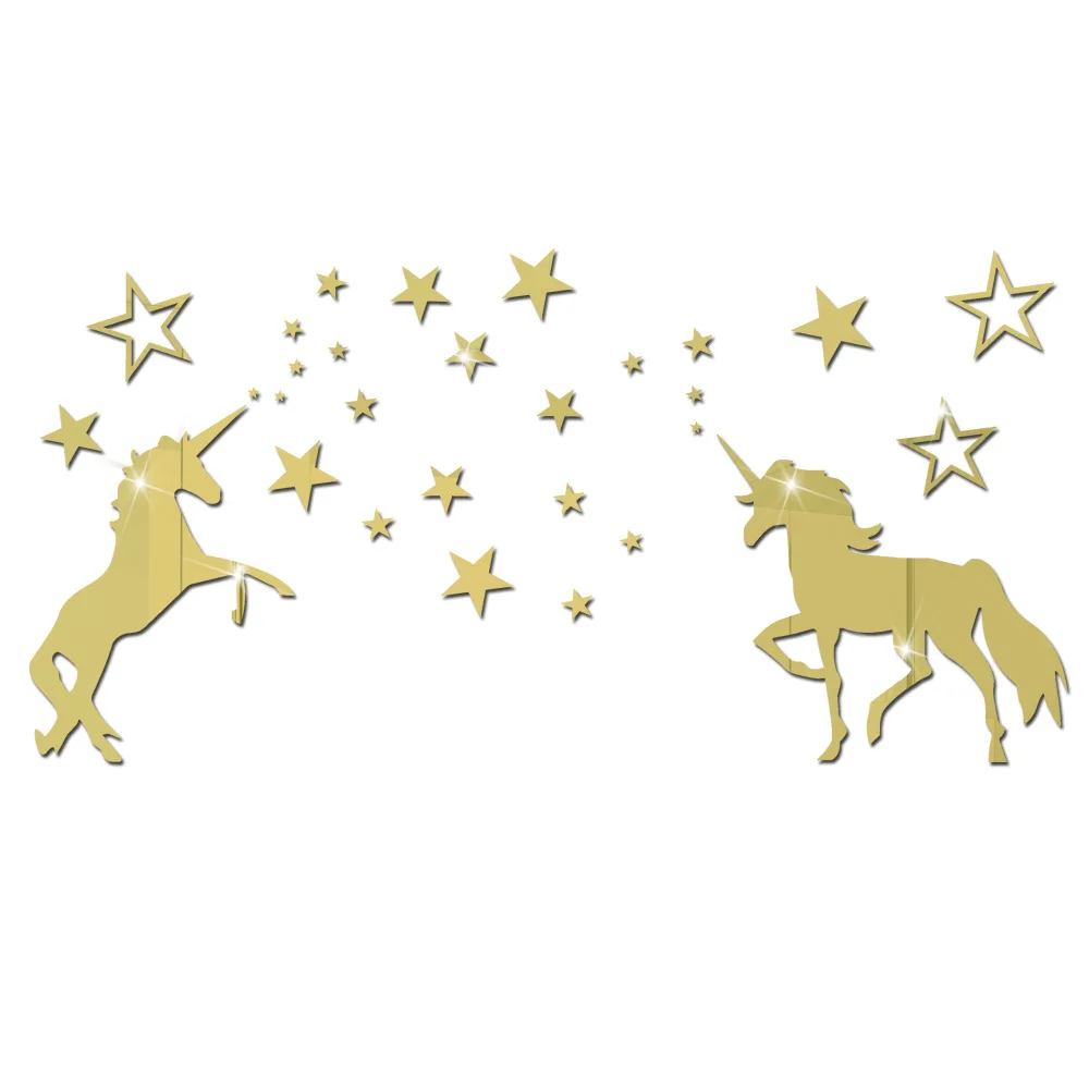 

Unicorn Stars Acrylic Mirror Wall Stickers Bedroom Living Room Decor Home Decoration Accessories