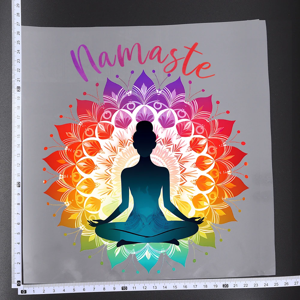 Фото 25 см креативные нашивки для йоги Mindful Yoga Art Keep Calm Transfer для одежды DIY моющаяся рубашка уровня A термонаклейки №2