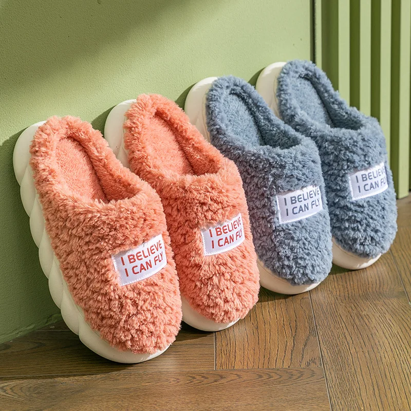 2022 Winter Women Slippers Winter Home Slippers Funny Slippers Cotton Slippers Female Home Indoor Non-Slip Pair Plush Slippers
