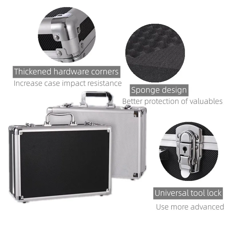 Portable Aluminum Toolbox Shockproof Tool Case Equipment Instrument Case Aviation Case Hardware Tools File Outdoor Box With Foam