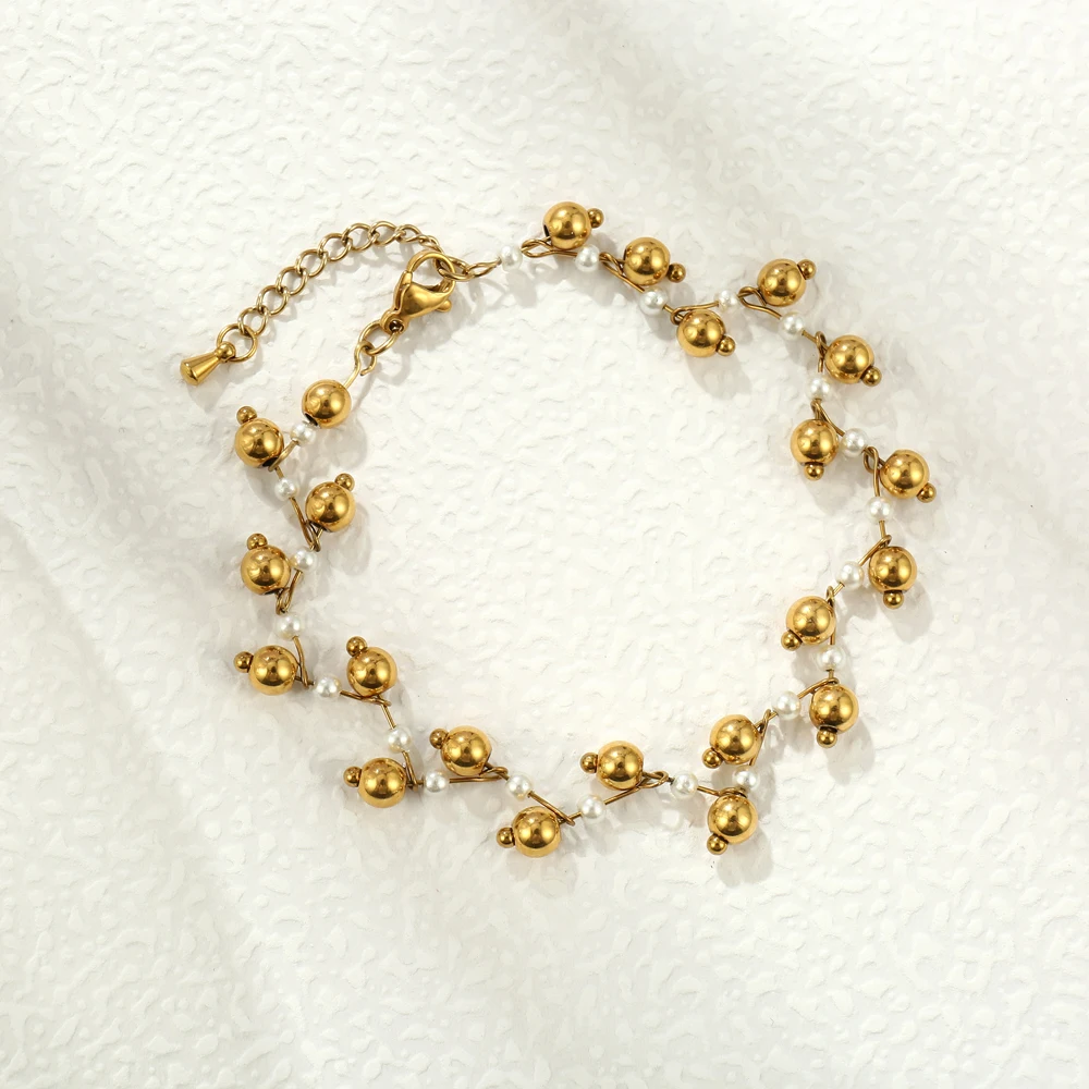 Badu искусственный жемчуг из нержавеющей стали золотого цвета шариковые бусины