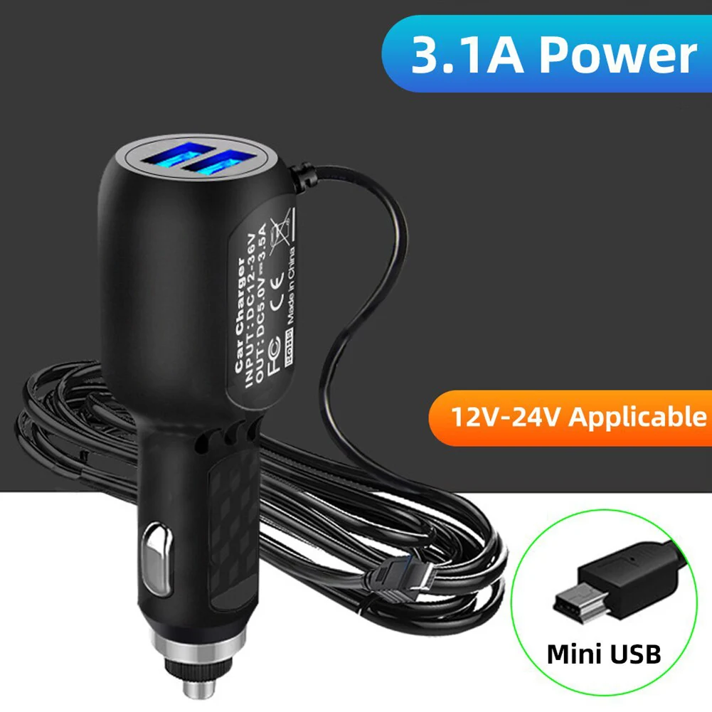 

Car Charger Dash Cam Power Cord Car Charger 5V 3.4A With 2 Mini Micro USB Ports For Car DVR Dash Cam GPS