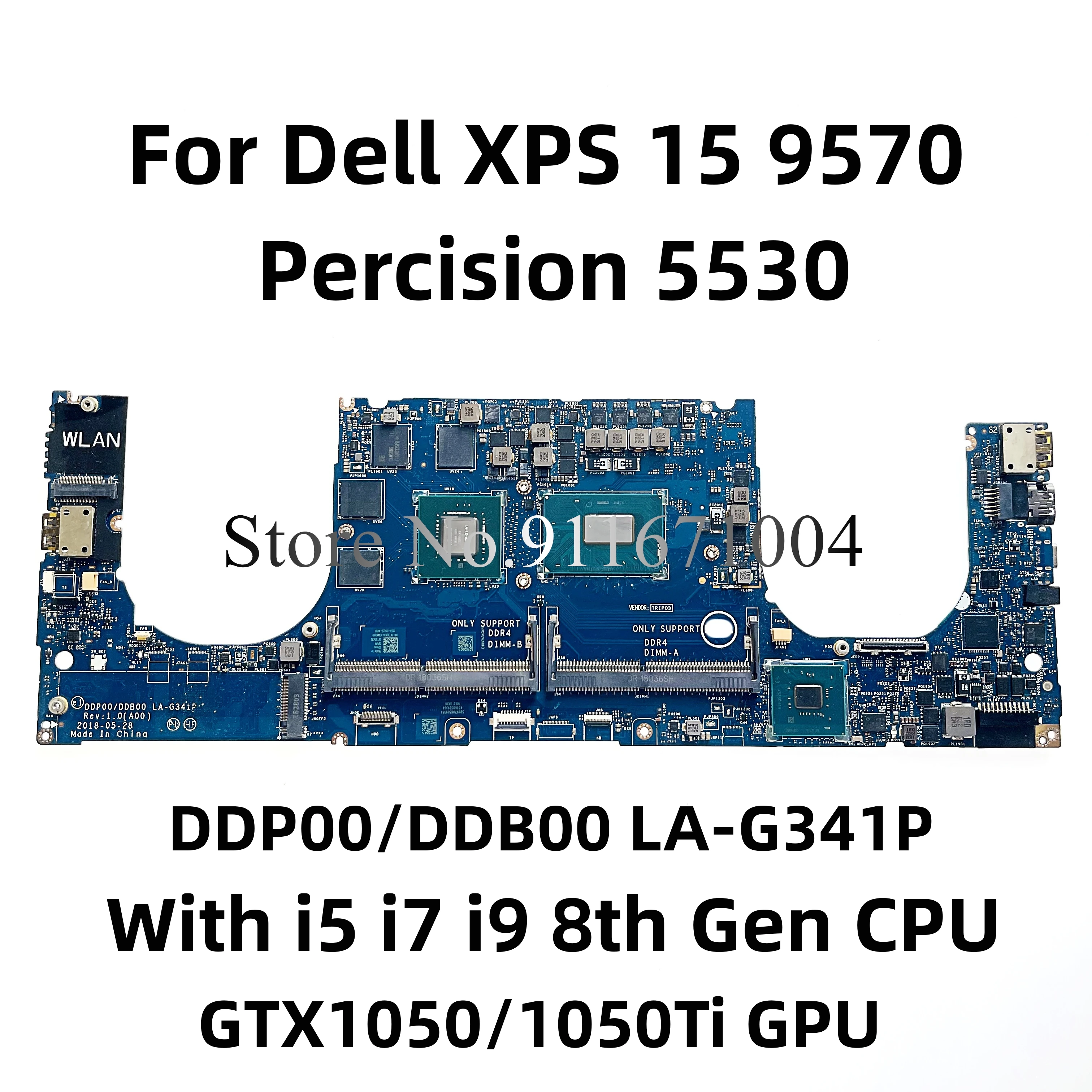 

CN-0P1V6M 0F3DC8 LA-G341P для Dell perразрешение 5530 XPS 15 9570 материнская плата для ноутбука с процессором i5 i7 i9 GTX1050/1050Ti GPU материнская плата