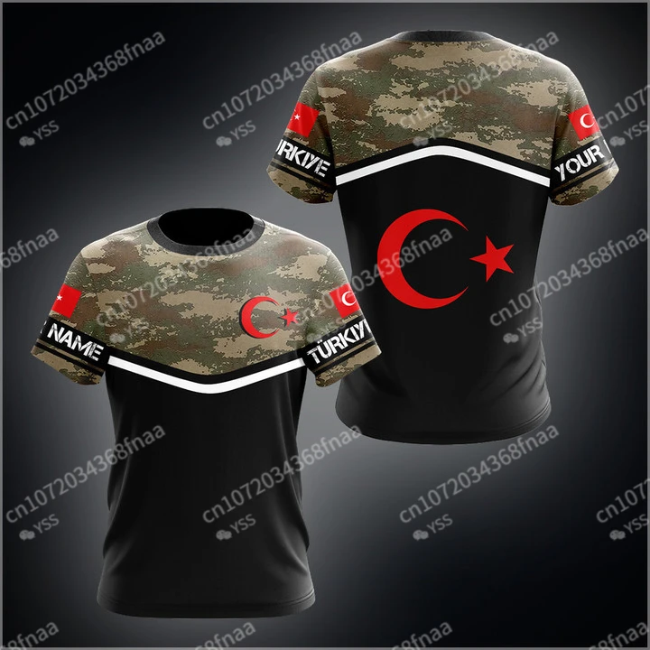 

TURKEY Skull CAMO Soldier-ARMY-VETERAN Country Flag 3D Printed High Quality T-shirt Summer Round Neck Men Female Casual Top