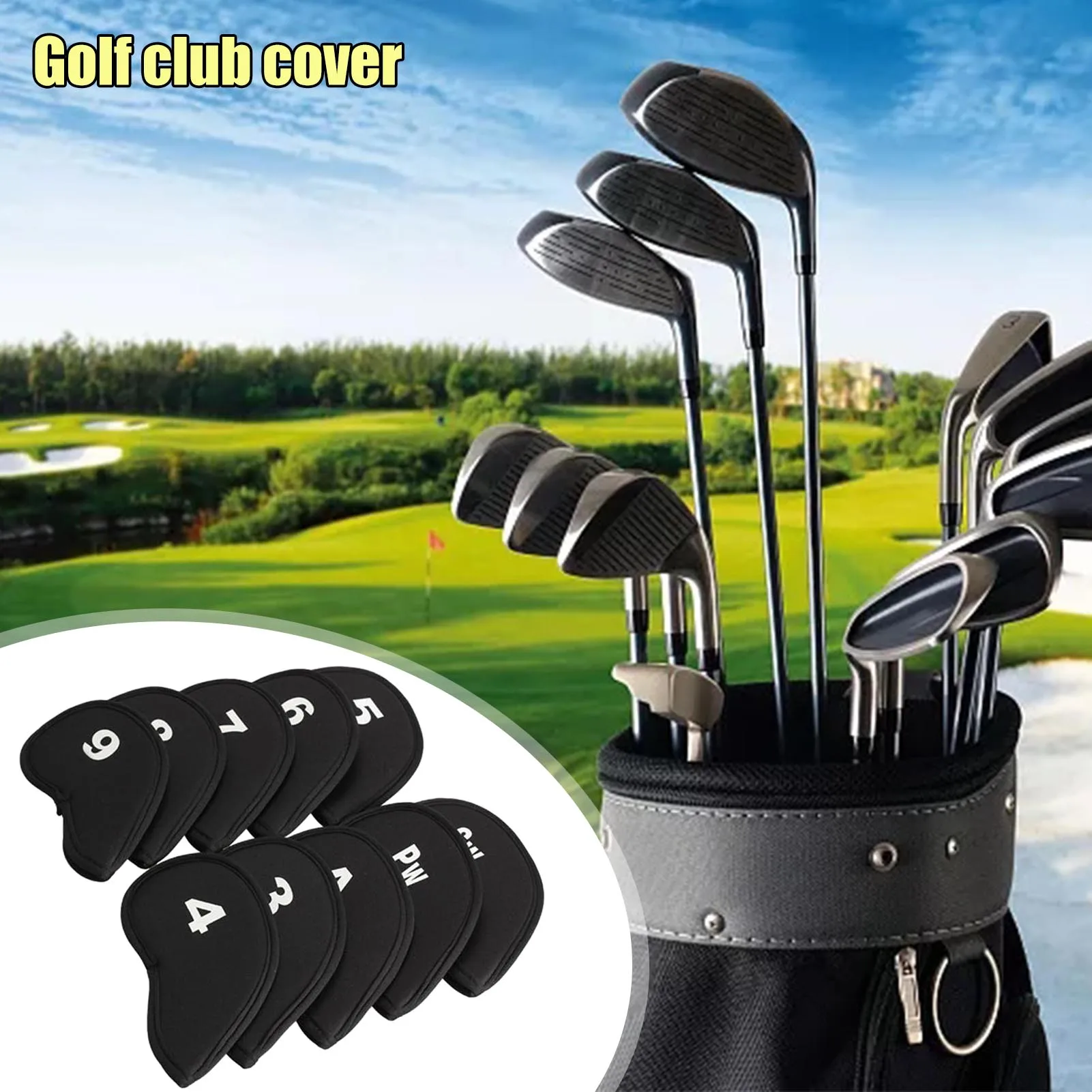 

New 10 Pcs Thick Synthetic Neoprene Golf Iron Head Cover Set Headcover Fit for Callaway,Ping, forCobra Irons Clubs Drop Ship
