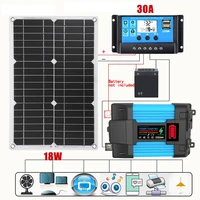 Peak 6000W Power Inverter Solar Panel System 12V to 220V 18W Solar Panel 30A Controller Charger Portable Power Generation
