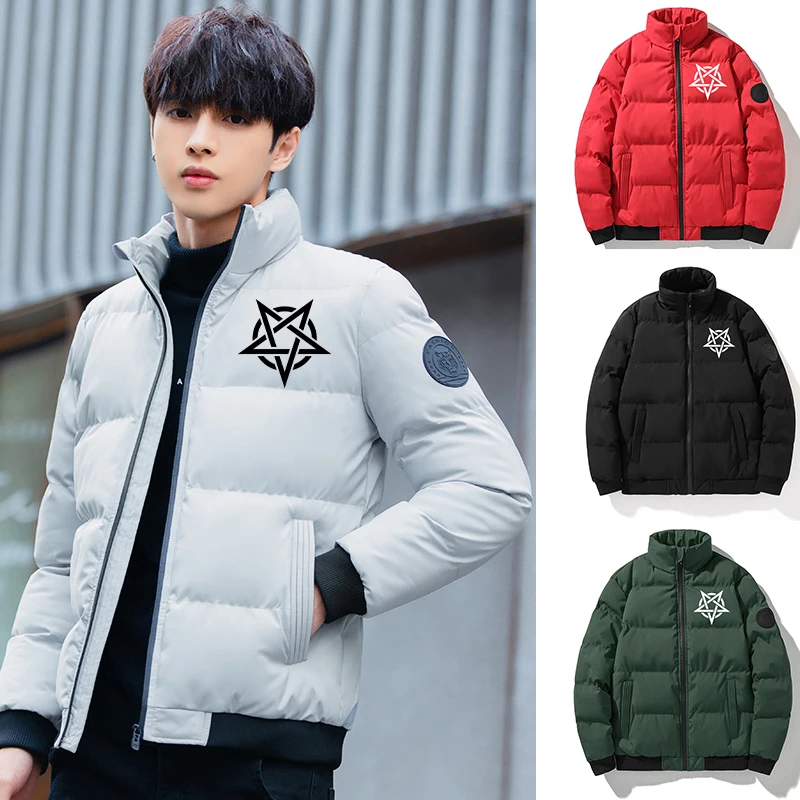 

2022 Newest Fashion Men's Coat Assassin's Printing Autumn Winter Stand Collar Warm Imitation Silk Cotton Casual Zipper Jacket
